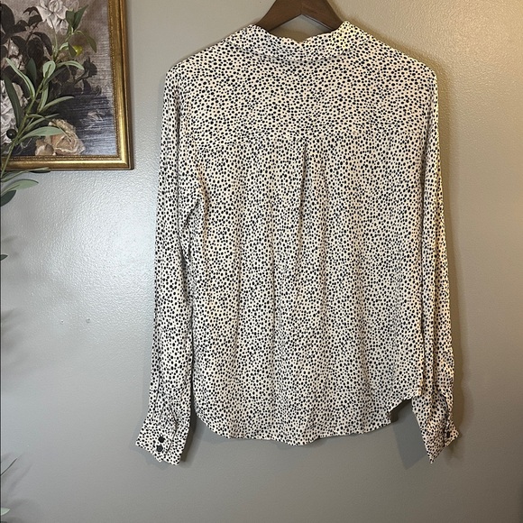 Sanctuary Polka Dot Button Down Blouse XS Black & Cream Rayon Lightweight Chic - Picture 8 of 8